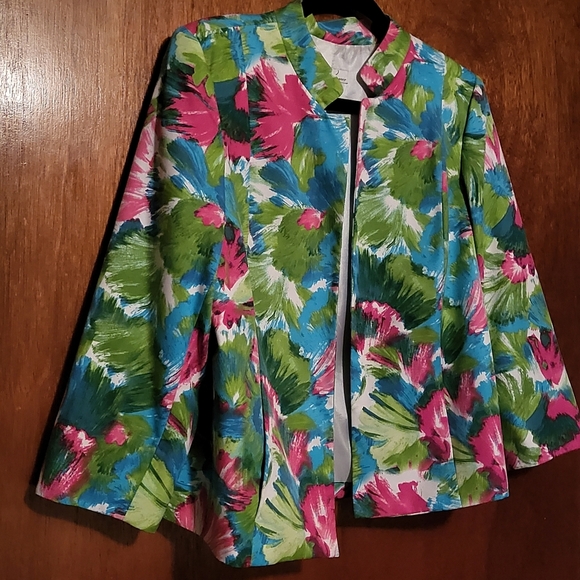Kim Roger's Size 12 Womens Open Front Lined Floral Spring Casual Jacket - Picture 2 of 10